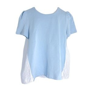 ME + EM Cotton Embroidered Eyelet Back Puff Sleeve Tee/Top